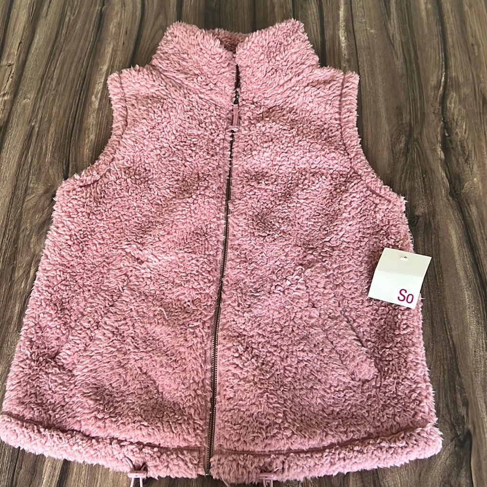 NWT Pink Faux Fur Vest Size M